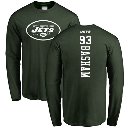 New York Jets Men Green Tarell Basham Backer NFL Football #93 Long Sleeve T Shirt